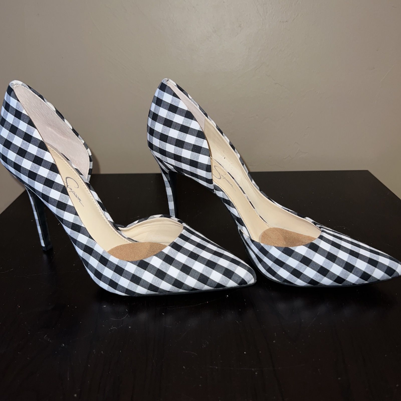 Jessica Simpson Heels Black/white Checkered Foot Cushion Size 9