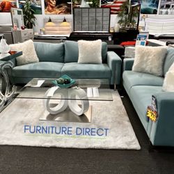 Gorgeous Turquoise Sofa And Loveseat, Living Room Furniture Set Now 60% Off For Pre-Black Friday Sale