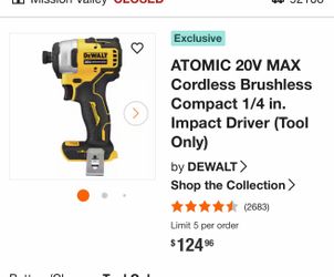 DEWALT 20V MAX XR Brushless 1/4" Impact Driver (Model DCF809B) in good working condition. Brushless motor Compact and lightweight LED work light Belt 