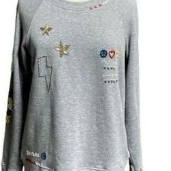 Chaser Happy Peace Long Sleeve Gray Sweatshirt Size Large