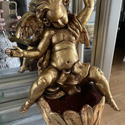 Plant Holder  Golden Angel 16 Inches Good Condition 