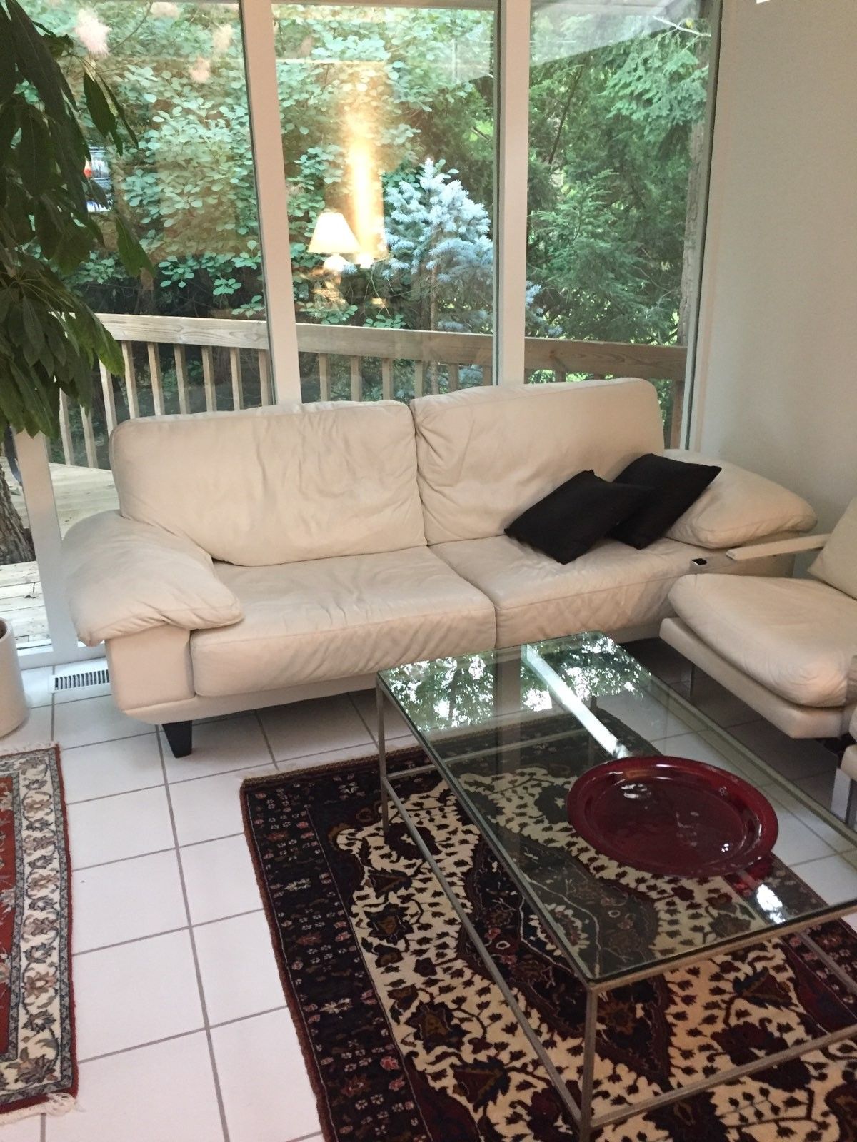 5 ft. White Leather Couch