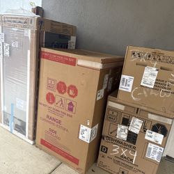 Frigidaire 14 cu. ft. Top Freezer Refrigerator with 5 Burner Freestanding Electric Range and Dishwasher