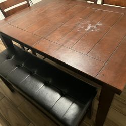 6 Seat Counter Height Wood Table