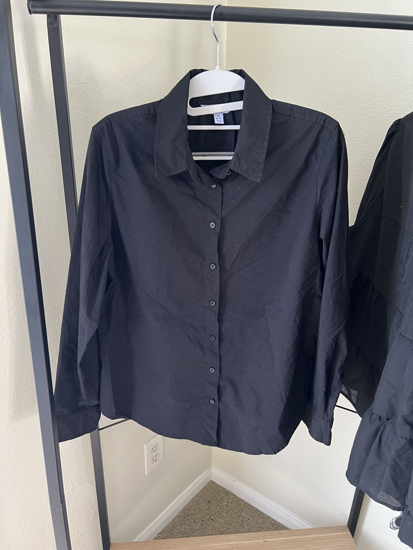 Black Collar Buttoned Down Dress Shirt