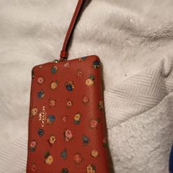 Coach Red Wallet Flowers 