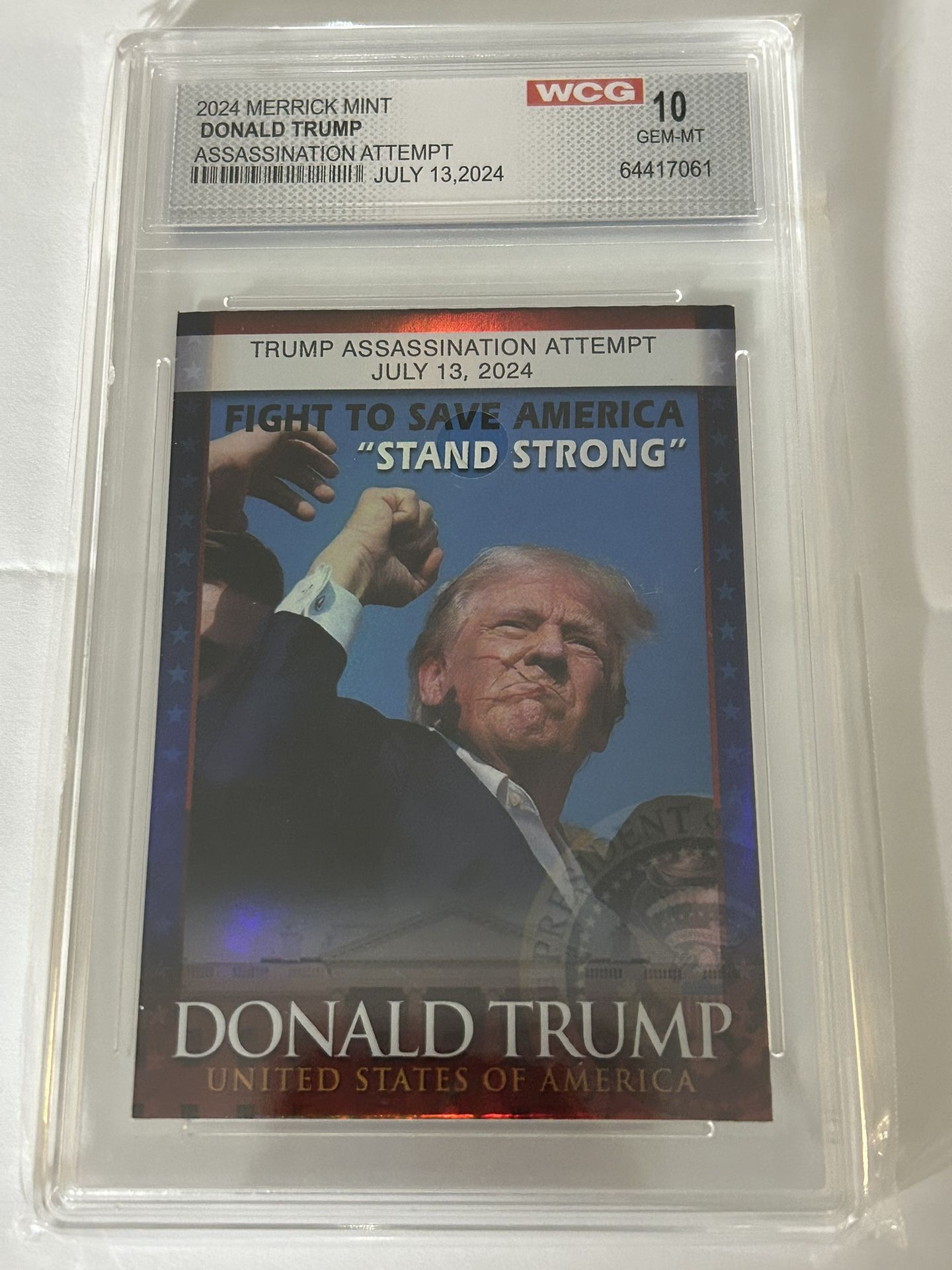 2024 Merrick Mint Donald Trump Assassination Attempt Card WCG GM-MT 10