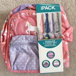 New toddler Unicorn Pink Backpack & Hooded Blanket Gift 