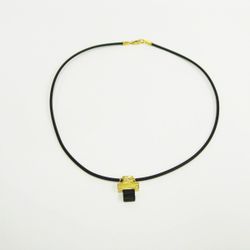 Baraka Rubber Necklace with 18K Gold Pendant w/ Diamond and Clasp