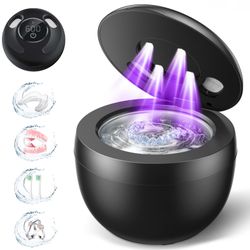Dental Ultrasonic Retainer Cleaner Machine - 45kHz Dental Cleaning Pod with 4 Modes, Digital Timer & 200ML Capacity for Denture, Mouth Guard, Aligner,