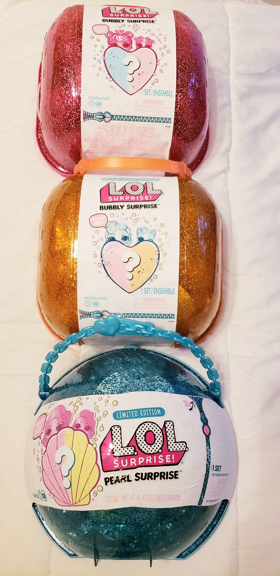LOL Surprise! BUBBLY Pink, Orange, Pearl Teal Limited Edition set NEW! $75