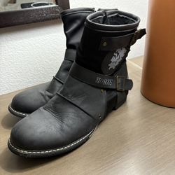 Otto Zone Genuine Leather Men's Ankle Boots Motorcycle Biker Zip Up Boot Sz 45