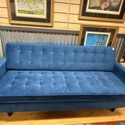 Blue Velvet Mid-Century Modern Sofa – Tufted Couch-FREE LOCAL DELIVERY!