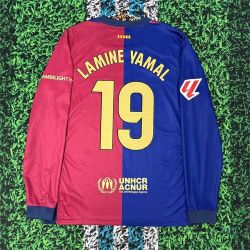 24/25 FC Barcelona Home Soccer Jersey Red BlueYamal 19 Long Sleeve
