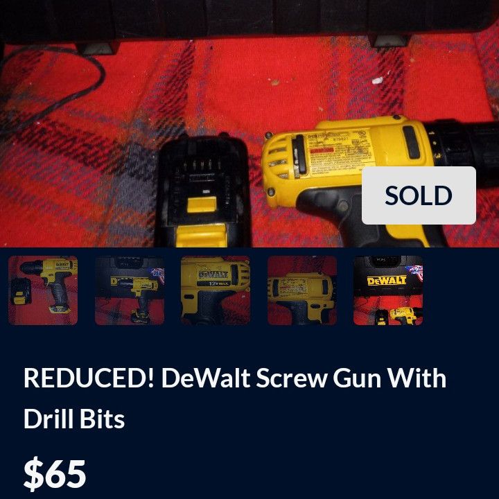 DeWalt 12 V Cordless Screw Gun With Drill Bits