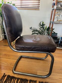 Pottery Barn Archer Dining/Accent Chair — Dark Brown Saddle Leather