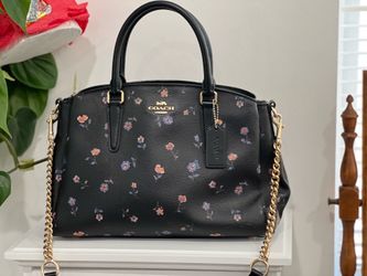 Coach Floral Leather Satchel Purse – Excellent Condition 🌸🖤
