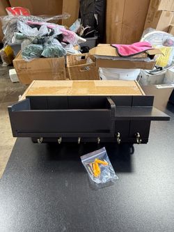 Wooden Key Rack and Mail Organizer with 6 Hooks