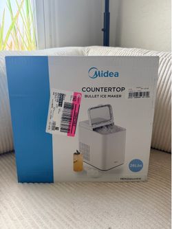 Midea Ice Maker Countertop, Bullet Ice, 26 Ibs Daily Production, 2 Ice Sizes, White