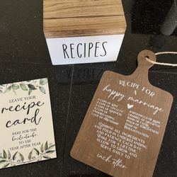 Recipe Cards and Sign For Bridal Shower 