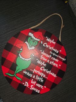 "CHRISTMAS PERHAPS MEANS A LITTLE MORE " wooden sign
