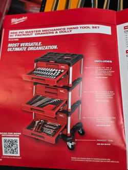 Milwaukee 366pc ultimate master mechanics tool set 1/4",3/8",1/2",pliers,screwdrivers,etc.,3x 4-drawer packouts, 4-wheel dolly,New, Financing Availabl