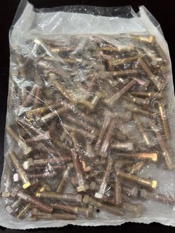 100pk Grade 8 USS Hex Head Cap Screw, 5/16"-18 x 1-1/2", Zinc Yellow     Fe9)