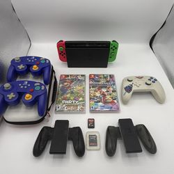 Nintendo Switch Console Bundle W/Games/Controllers/ SD Drive