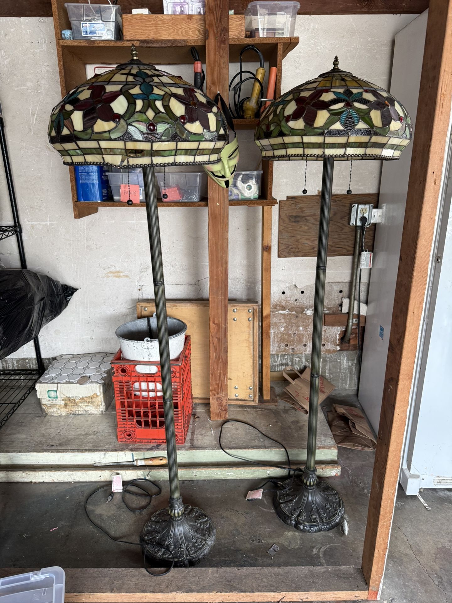 Antique stained glass lamp