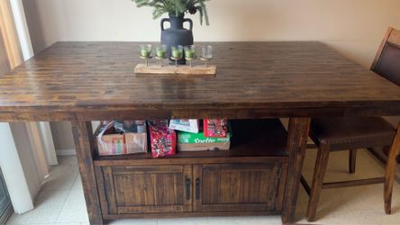 Rustic Wood Table with Storage
