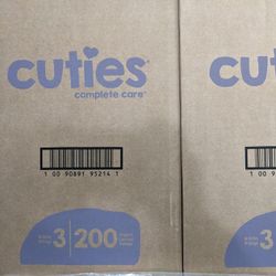 Cuties Size 3.   200 Count Diapers
