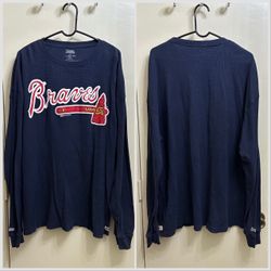Atlanta Braves Waffle Knit Thermal Long Sleeve Shirt Size XL