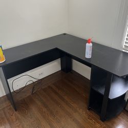 Corner Brown Wood Desk With Storage 