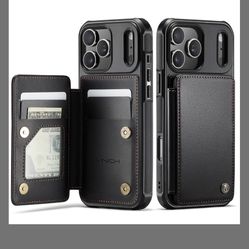 Vinich For IPhone 17 Pro Wallet Case With Card Holder, RFID Blocking Credit Slots Kickstand Shockproof Phone Cover Fit For IPhone 17 Pro 6.3" Black