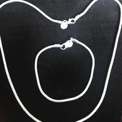 20” Sterling Silver Necklace And 8” Bracelet