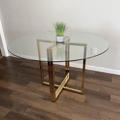 Brand NEW Round Glass Gold Dining Table 47 Inch