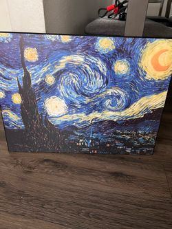 Van Goh Starry Night Painting on Wood Canvas