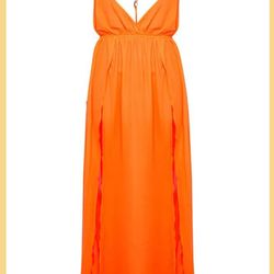 PrettyLittleThing Orange Ring-Detail Maxi Dress Sz Small