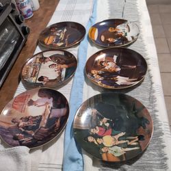 NORMAN ROCKWELL HERITAGE PLATES X6