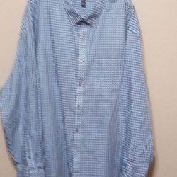 VAN HEUSEN MEN'S SHIRT (4XL BIG & TALL LONG SLEEVE BLUE PLAID.