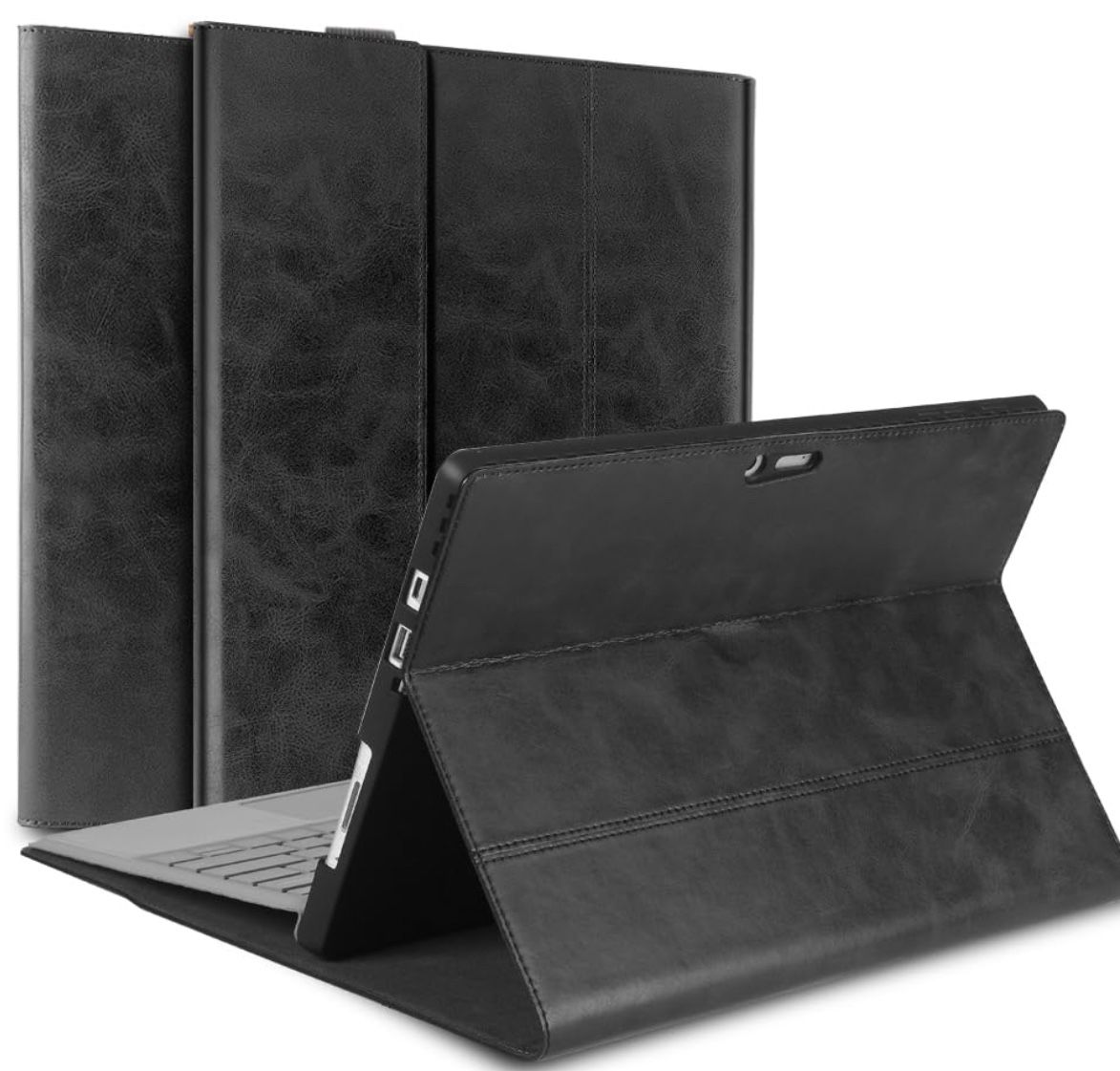 NANRUIL For Microsoft Surface Pro X And Pro Plus 13 Inch Case 2019/2020/2021/2024 Genuine Leather Cover Protective Shell Compatible With Type Cover Ke