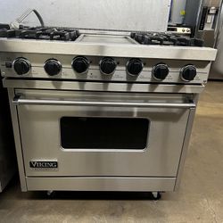 VIKING 36”WIDE DUAL FUEL RANGE STOVE STAINLESS STEEL WITH GRIDDLE 