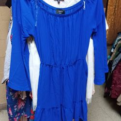 Vici Blue Sleeve Belted Short Dress Size Small