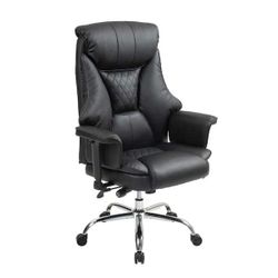 Modern Black Leather Ergonomic Office Chair 120° Recline Executive Chair with Adjustable Hight and Arms