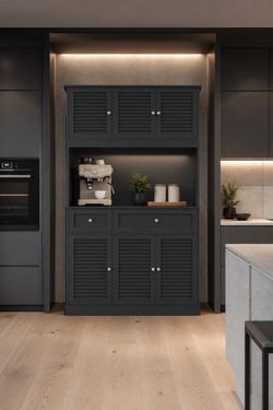 70"Tall & Freestanding Kitchen Pantry Cabinet with Adjustable Shelves & Louvered Door, Black.