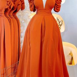 Red Orange  evening Dress, Prom Dress, Long Dress/ Small-large Available 