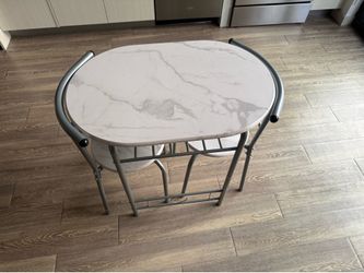 Marble Style Small Dining Table And 2 Chairs