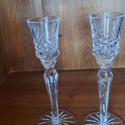 Crystal Clear Glass Candle Holders Lot of 2 Pair
