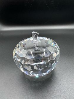 Simon Designs SD Crystal Apple Paperweight Faceted Prism Glass Signed 3" 1.3 lb