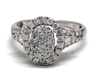 Ladies Diamond/10K White Gold Cluster Ring
